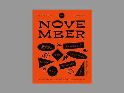 ITC "November Gig Guide" branding clean colour design flat logo minimal type typography ui vector