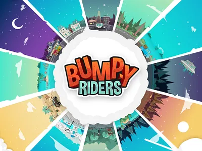 Bumpy Riders World animation app concept design illustration logo vector