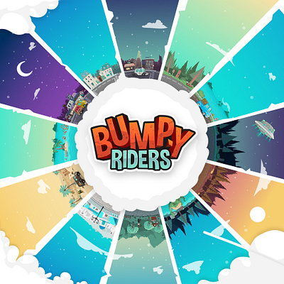 Bumpy Riders World animation app concept design illustration logo vector