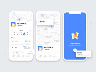 Where's my pet? activities app calendar dog emptystate icon illustration ios map pet smartwatch tracker ui uiux