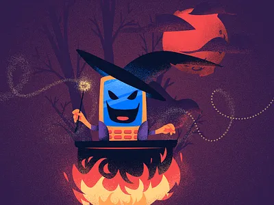 Witch POS - InfinitePay art direction character color concept creative dark design fire forest horror illustration moon power print red terror witch wizard