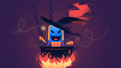 Witch POS - InfinitePay art direction character color concept creative dark design fire forest horror illustration moon power print red terror witch wizard