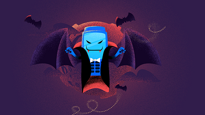 Vampire POS - InfinitePay art direction bad bat character color colorful creative design halloween halloween design illustration moon poster purple red terror vampire wings