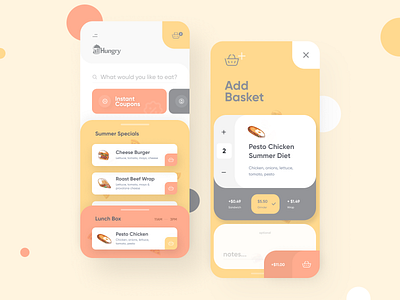 Food Delivery App add basket app design checkout delivery app food delivery app food delivery application food menu listing food order illustration interface mobile app order app restaurant menu specials ui ui design ux design