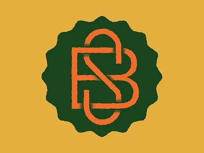 Black Springs Farm Monogram badge f gold green lettering monogram orange s shadow wavy