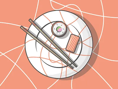 Sushi asain chopstick dribbble fish flat food foodie health icon illustration japan pattern plate roll salmon shot stroke sushi sushi roll vector