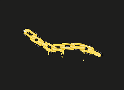 Drip black and yellow chain drip gold graphic ice illustration jewelry poster sparkle