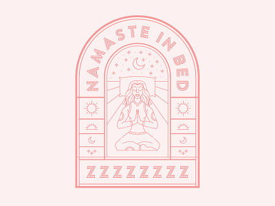 Namaste In Bed bed line line art moon namaste night pilllow pink sleep stars yoga