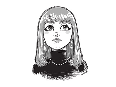 Fancy girl sketch black brush doodle drawing illustration photoshop silentiger sketch white