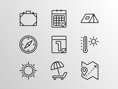 Summer and Travel creative creator design doodle graphic holidays icon icon bundle icon set iconfinder identity microstock outline stock summer supplies travel vector