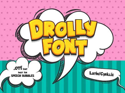 Drolly comics book funny font bold cartoon character comic comic book comics cyrillic design font latina poster retro script text vintage woman