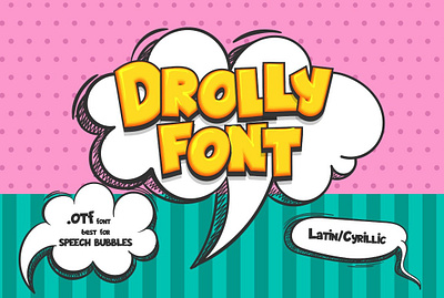 Drolly comics book funny font bold cartoon character comic comic book comics cyrillic design font latina poster retro script text vintage woman