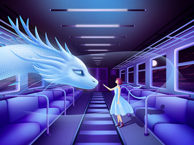 If you dream of a dragon illustration light and shadow scene 矢量场景