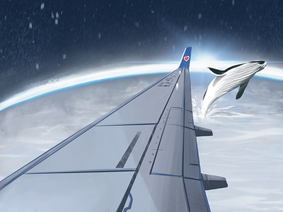 See the flying whale through the window