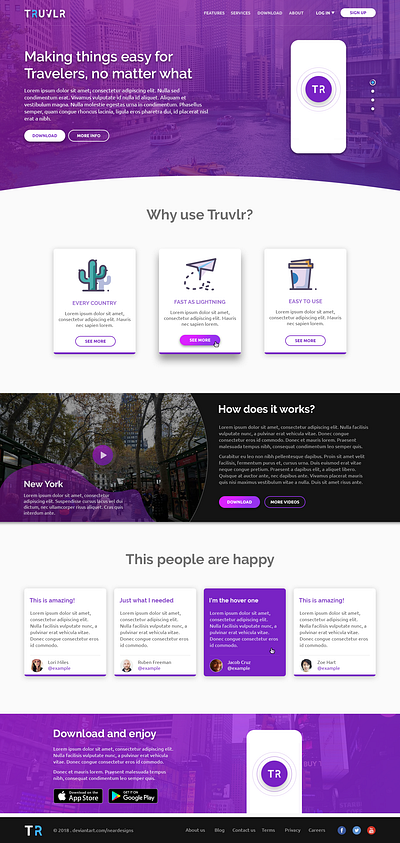 Truvlr, fictional web design app design ui web website