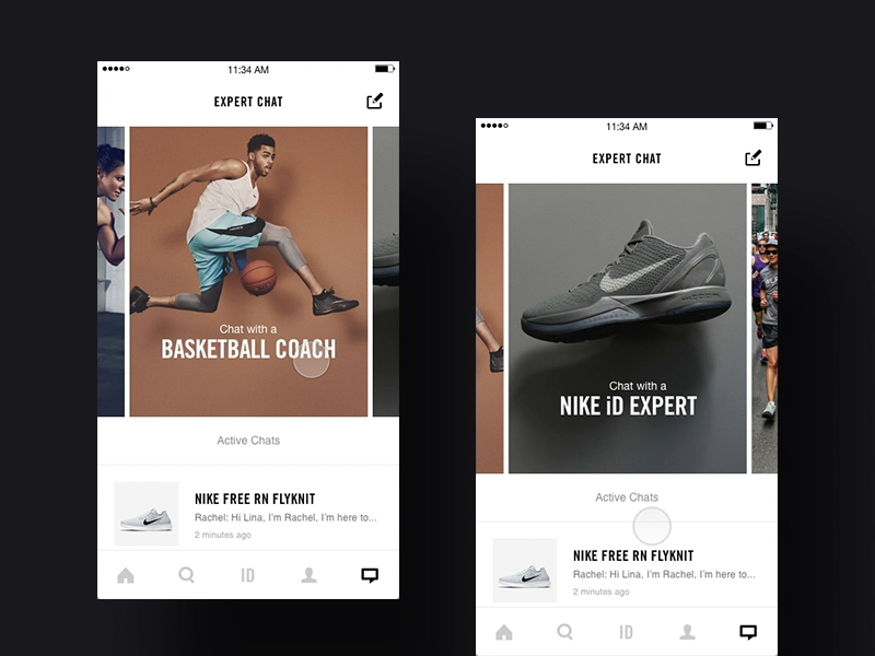 Example of Nike+ Chat - dashboard ideation