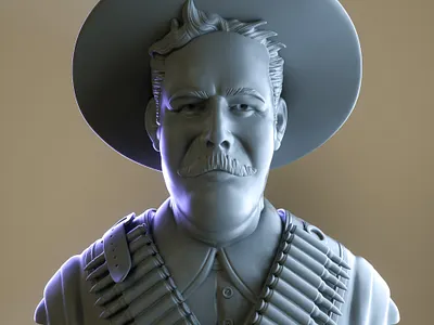 Pancho Villa 3d 3d art 3d artist 3d print 3dmodeling c4d cinema 4d cinema4d design illustration render sculpt sculpture zbrush