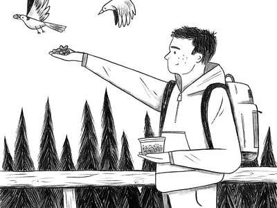 Inktober Day 12 art birds character drawing editorial forest illustration inktober nature people