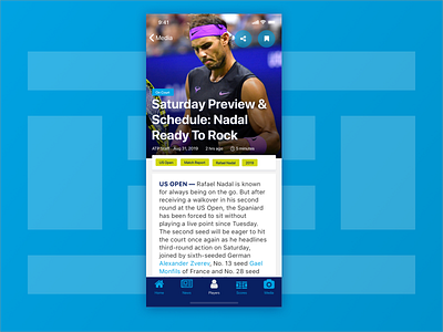 ATP App - News Article (2nd Iteration) app design interaction phoenix product design sports tennis ux