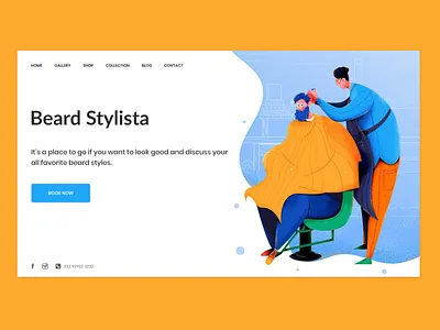 Beard stylist barber barbershop beard beardboys flat hair salon haircut illustration landing mens minimal models shave trends ui web
