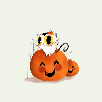 Halloween Kitty art bangalore cat cat illustration daily illustration halloween halloween party illustration illustrator indian illustrator kitten procreate pumpkin pumpkin patch