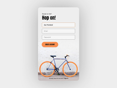 Daily UI 001 - Sign Up Page bike bikes daily ui dailyui sign in sign up signup ui