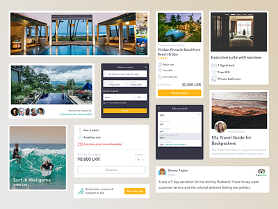 Travel booking platform UI components component design design system hotel hotel app hotel booking travel travel app travel website ui ux