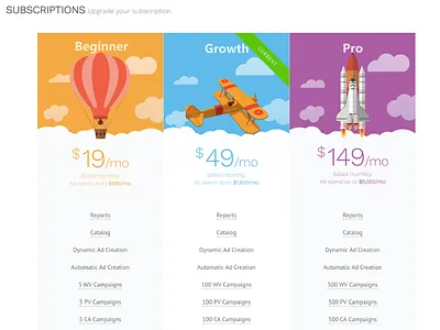 Pricing page design for AdGeek frontend ui