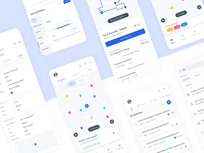 Map My Customers - Mobile App activity android app blue crm design enterprise filter form interface ios lead map mobile product routing saas search ui ux