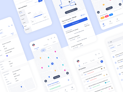 Map My Customers - Mobile App activity android app blue crm design enterprise filter form interface ios lead map mobile product routing saas search ui ux