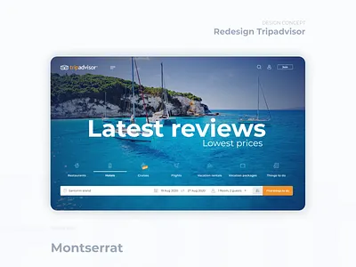 Redesign Tripadvisor design hotel hotel booking icon landing page redesign redesign concept restaurant travel trip ui ux web website
