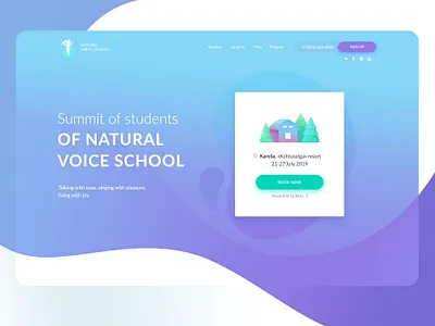 Landing page for Summit of students of Natural Voice School blue design digital flat gladkovcompany gradient illustration landing landing page minimal nature ui ux vector web web design website