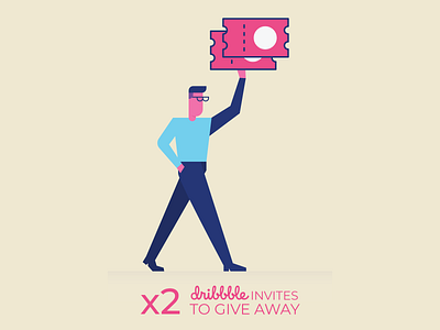 x2 Dribbble invitations to give away character character design dribbble invitation dribbble invite giveaway dribbble invites give away giveaway illustraion ticket