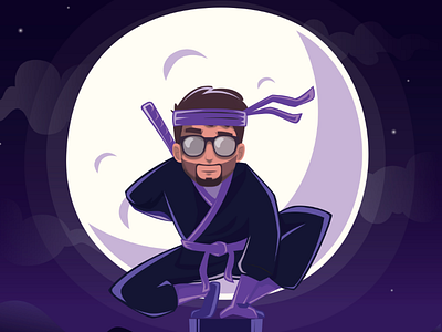 Ninja character cute design fashion girl illustrator logo motion ninja people samurai ui