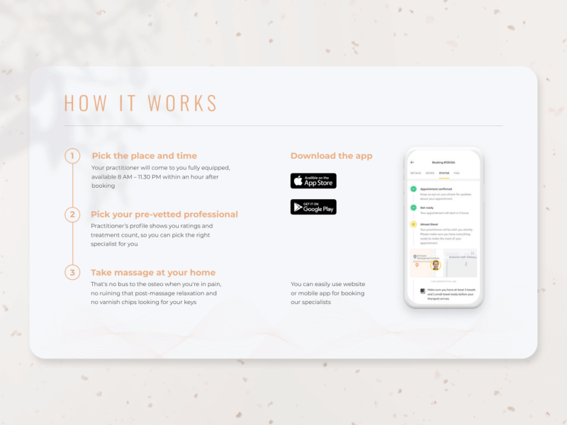 Urban massage – how it works marble motion shadow ui ux viktor klimenko web website