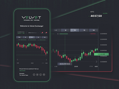 Velvet - Trading Platform app black btc crypto dark exchange finance interface platform trading ui ux