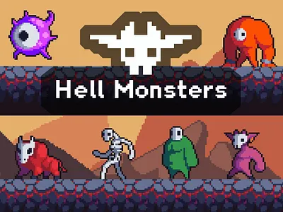 Hell Monster Game Sprites Pixel Art 2d character fantasy game game assets gamedev indie game monster platformer rpg sprite