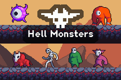 Hell Monster Game Sprites Pixel Art 2d character fantasy game game assets gamedev indie game monster platformer rpg sprite