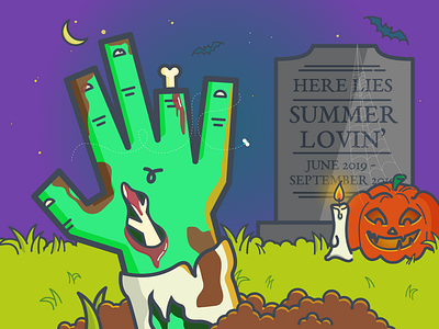 All thriller no filler candle dribbbleweeklywarmup flat design ghost grave halloween illustration minimal outline pumpkin spooky ui vector vector art zombie