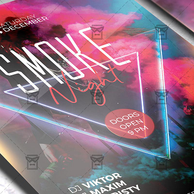 Smoke Night Flyer - Club PSD Template club flyer design club party flyer club psd template club template sigar night smoke night psd smoke party