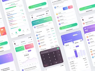Budget Planner 2.0 UI Kit bank branding budget clean dark dashboard design finance flat gradient graphicdesign illustration ios landing page light logo ui ux vector web