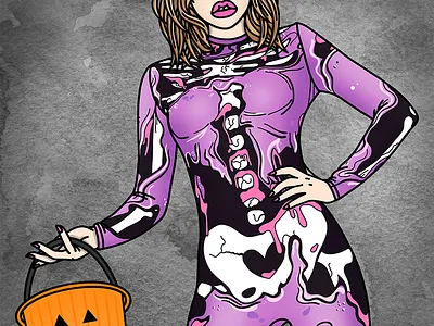 Skeleton Girl bodysuit bones candy doll club fashion illustration fashion illustrator halloween samhain skeleton spooky trick or treat zombie