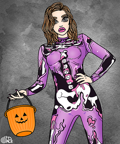 Skeleton Girl bodysuit bones candy doll club fashion illustration fashion illustrator halloween samhain skeleton spooky trick or treat zombie