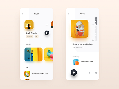 Music APP app design mobile music music app ui ux yellow