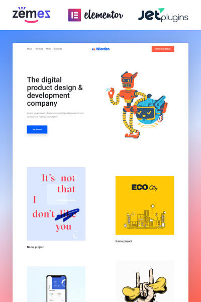 Wierden - Minimalistic Digital Product WordPress Theme agency best digital elementor elementor templates marketing minimal portfolio product responsive responsive website design wordpress theme wp elementor