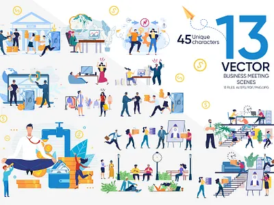 Business Meeting Vector Scenes adult brainstorming business businessman businesswoman caucasian conference cooperation corporate group indoors occupation office people planning professional talking team teamwork working