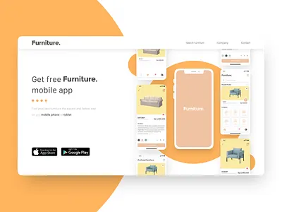 Furniture App Landing Page app debut design landing page landing page design landingpage mobile ui uidesign uiux uiuxdesign ux uxdesign web webdesign