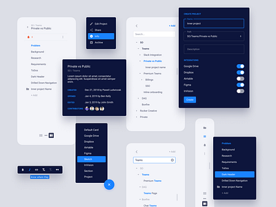 UI elements dropdown fab form modal navigation popup sidebar switch ui ui design