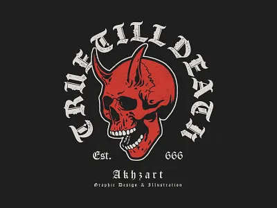Red Devil akhzart apparel design badge design band merch design for sale devil graphic design hardcore illustration merch retro satan skate skull streetwear t shirt design vintage