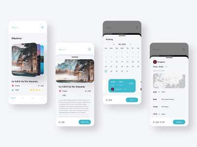 Travel Booking Tour Mobile UI booking calendar discover interface kit mobile payment search ticket time tour travel trip ui ux